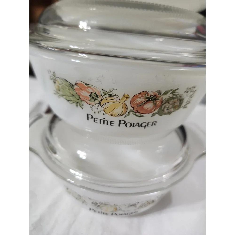 Vintage Anchor Hocking Fireking 472 Petite Potager Casserole Dishes With...